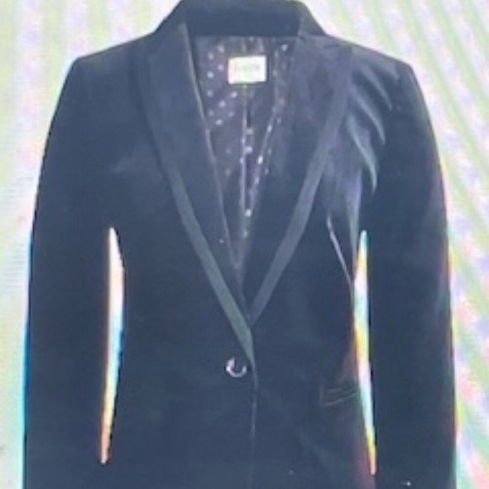 J. Crew Black Velvet Gold One Button Blazer Jacket -  Sz. 6 NWT